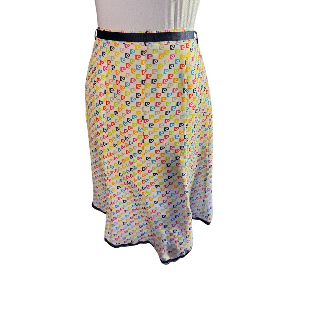 Vintage 1990s Pierre Cardin Women’s Multicolor Swirl Pattern Skirt - Picture 3 of 7